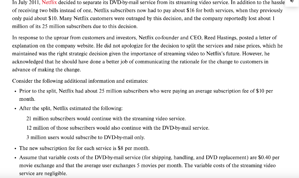 Solved Question? Determine how much. Netflix's monthly