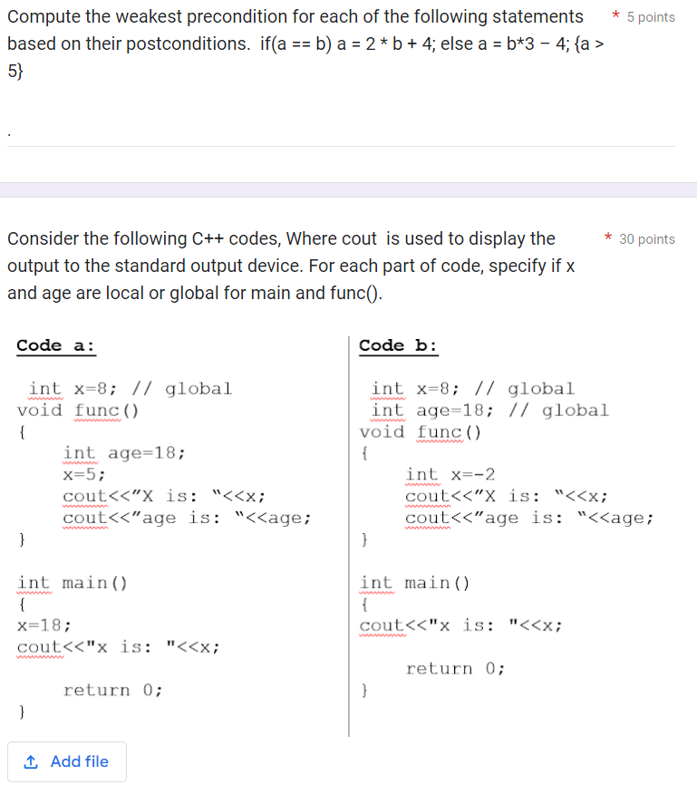 Solved Compute the weakest precondition for each of the | Chegg.com