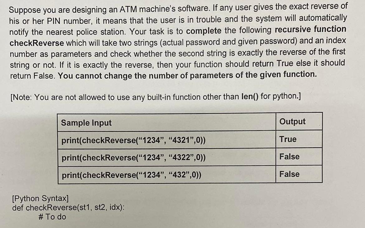 Solved Please use python and do not use any other built in | Chegg.com