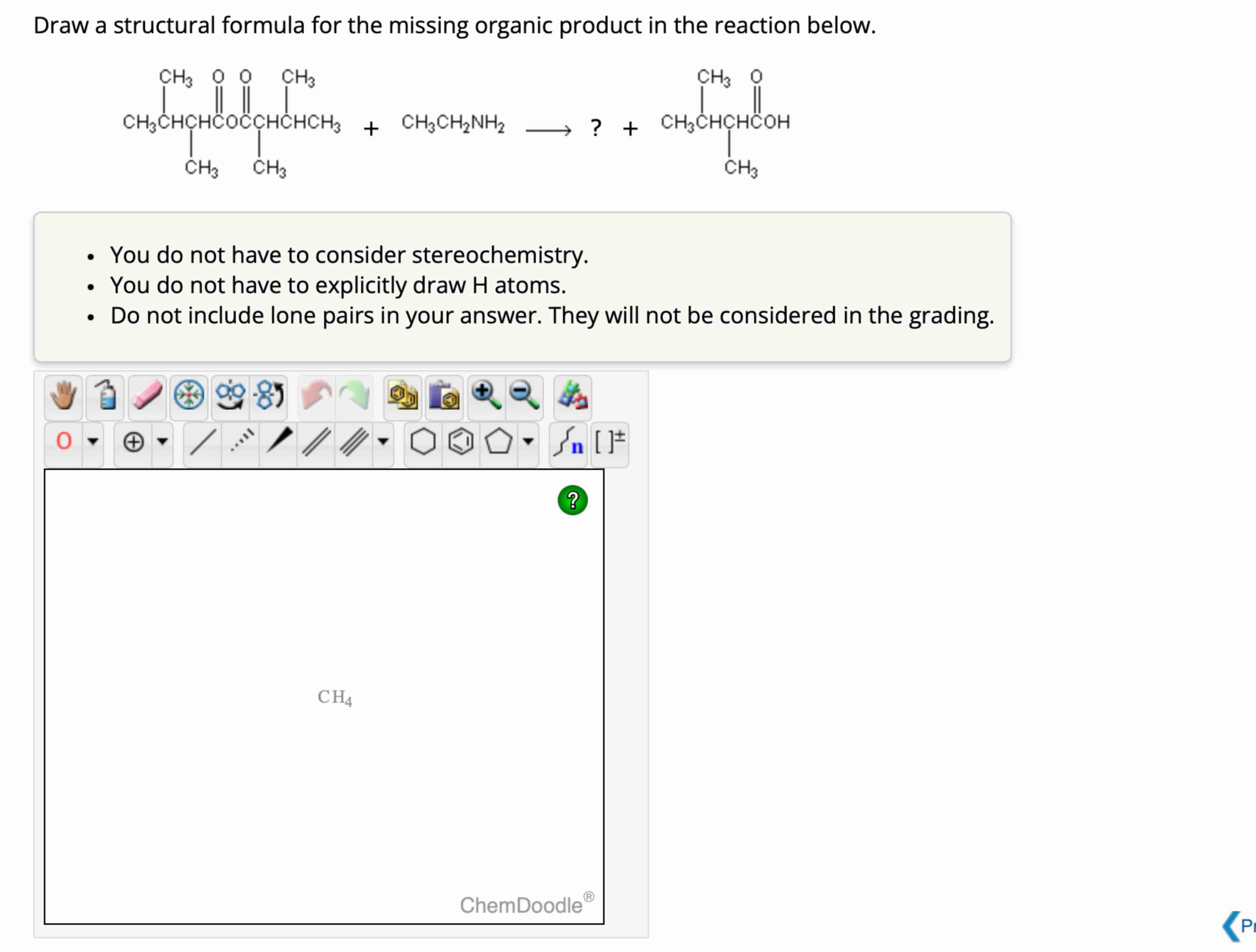 Solved Draw a structural formula for the missing organic | Chegg.com