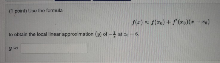 Solved 1 Point Use The Formula F X F X0 F 20 X 20