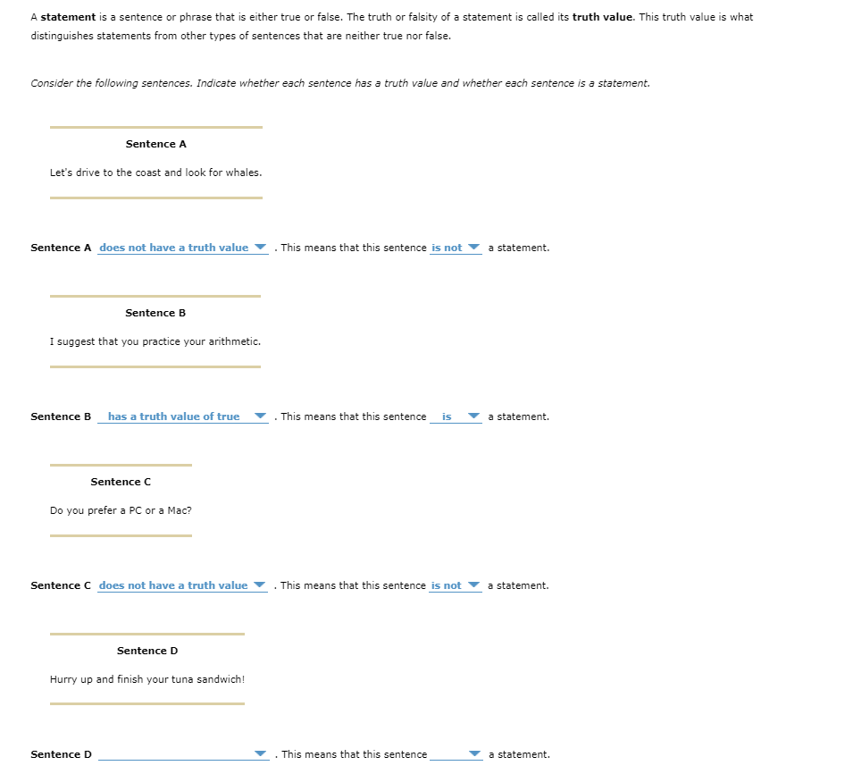 Solved A statement is a sentence or phrase that is either | Chegg.com