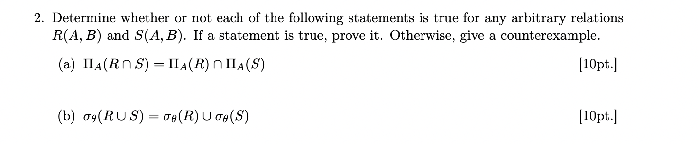 Solved 2. Determine whether or not each of the following | Chegg.com
