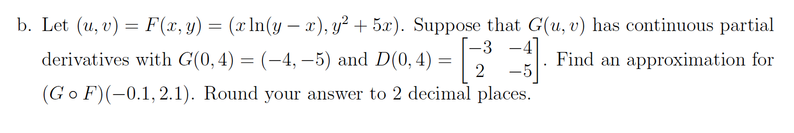 Solved B Let U V F X Y X In Y X Y2 5x Chegg Com