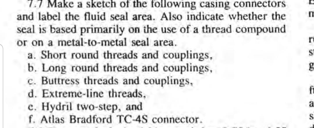 r: SI 7.7 Make a sketch of the following casing | Chegg.com