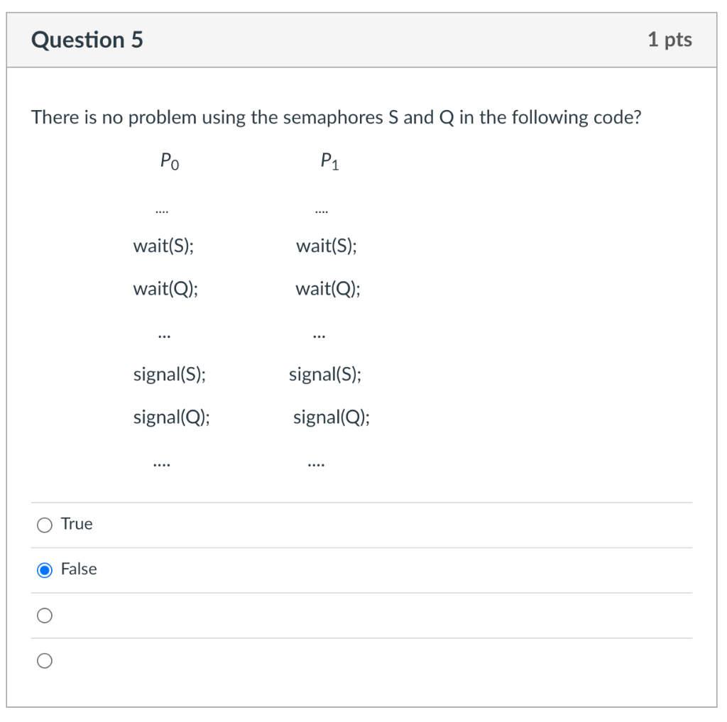 Solved Question 5 1 pts There is no problem using the | Chegg.com