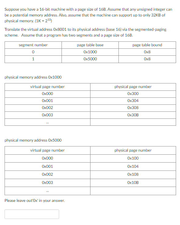 Solved Suppose you have a 16-bit machine with a page size of