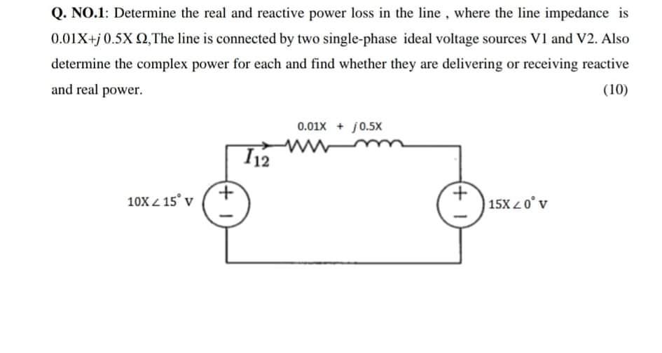 Q. NO.1: Determine the real and reactive power loss | Chegg.com