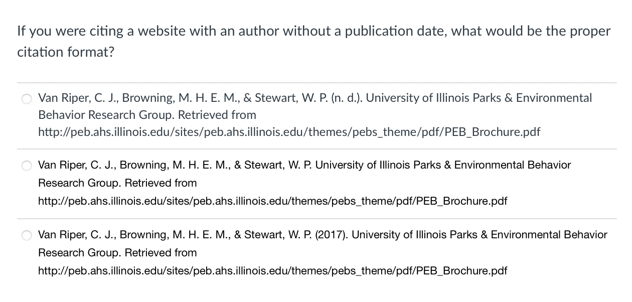 Select the reference example that has the correct | Chegg.com