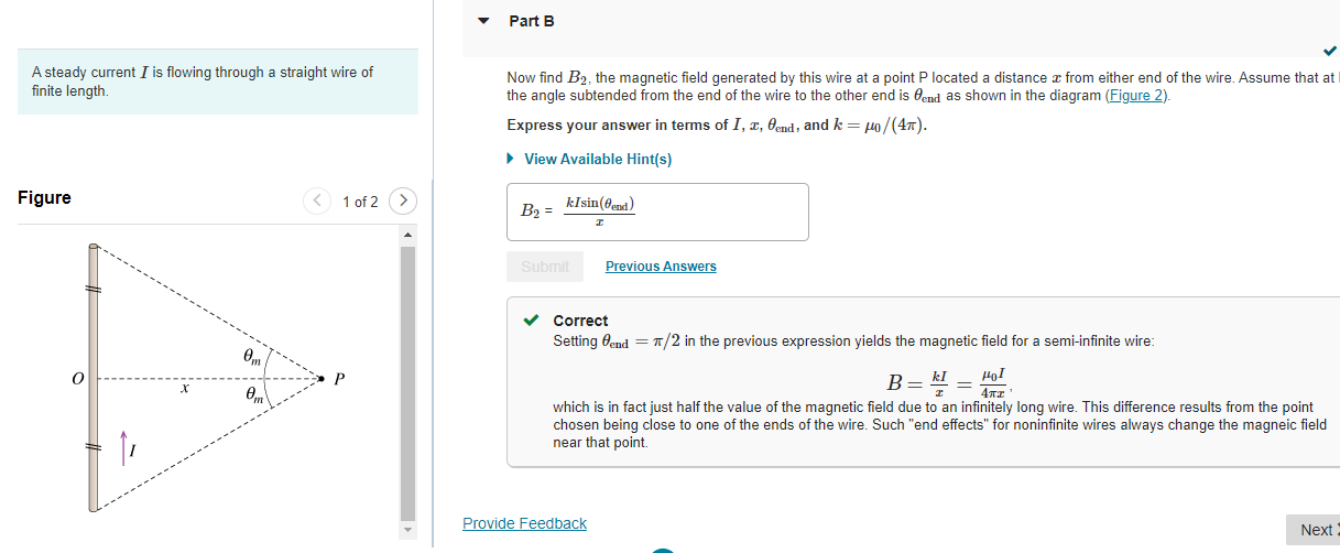 Solved A steady current I is flowing through a straight wire