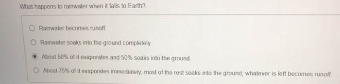 Solved What happens to rainwater when it falls to Earth? O | Chegg.com