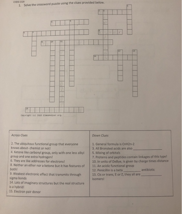 Solved Solve the crossword puzzle using the clues provided Chegg com