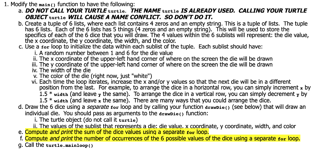 1. Modify the main() function to have the following: | Chegg.com