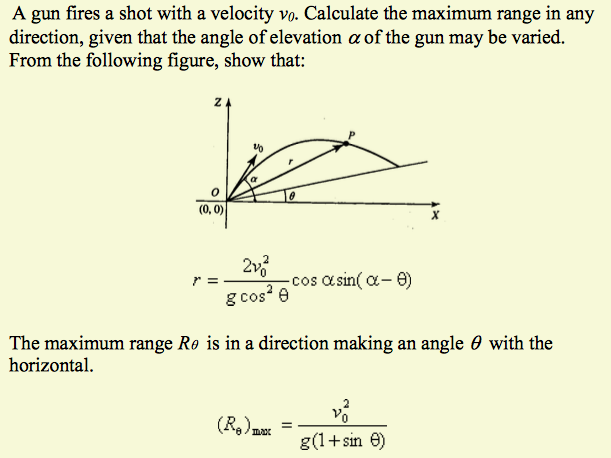 Solved A gun fires a shot with a velocity vo. Calculate the | Chegg.com