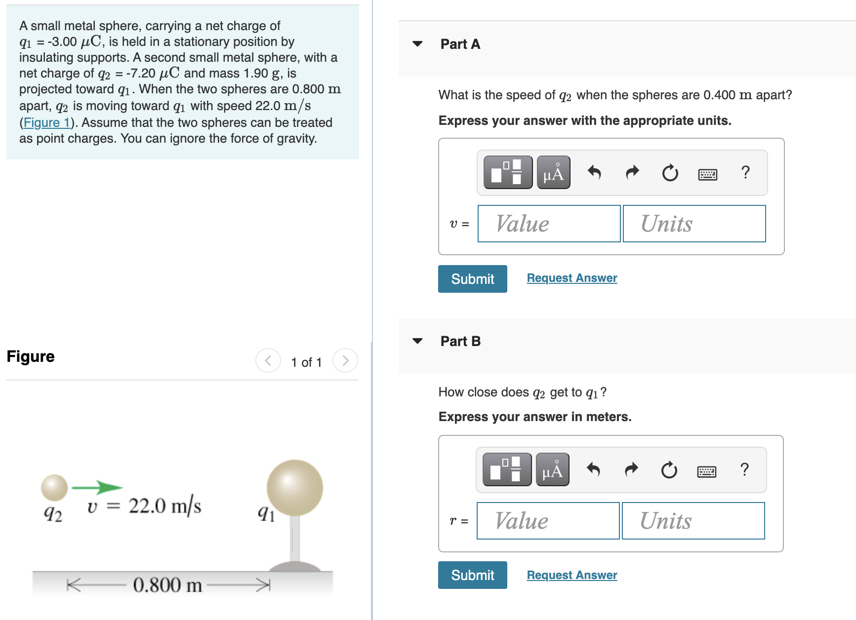 Solved Part A A small metal sphere, carrying a net charge of