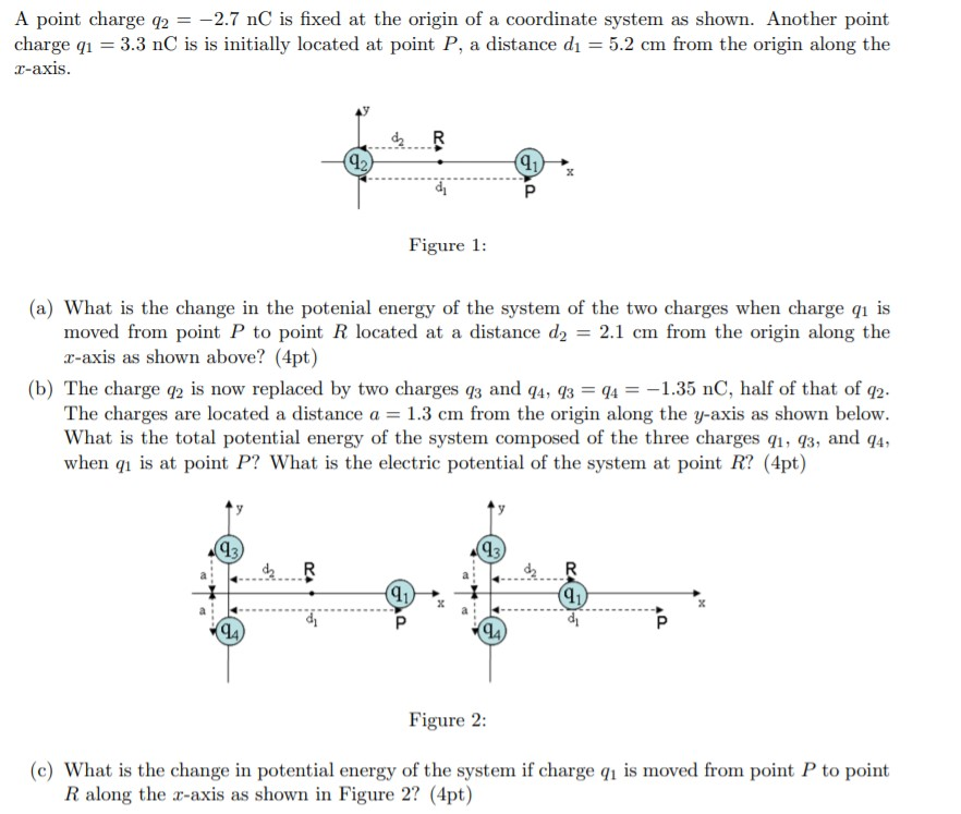 Solved A point charge 42 = -2.7 nC is fixed at the origin of | Chegg.com