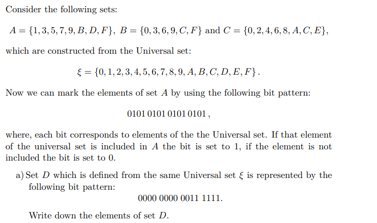 Solved Consider the following sets: A = {1, 3, 5, 7, 9, B, | Chegg.com