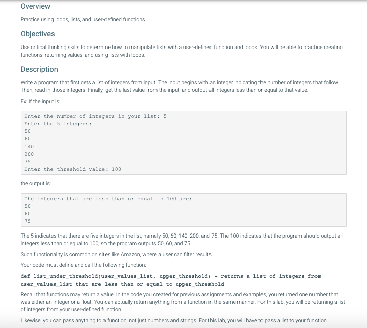Solved Overview Practice using loops, lists, and | Chegg.com