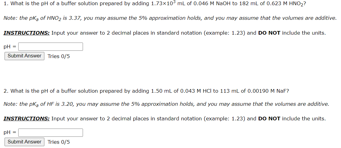 Solved 1. What is the pH of a buffer solution prepared by | Chegg.com