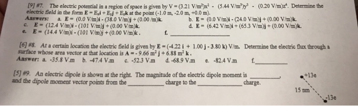 Solved 1987. The electric potential in a region of space is | Chegg.com