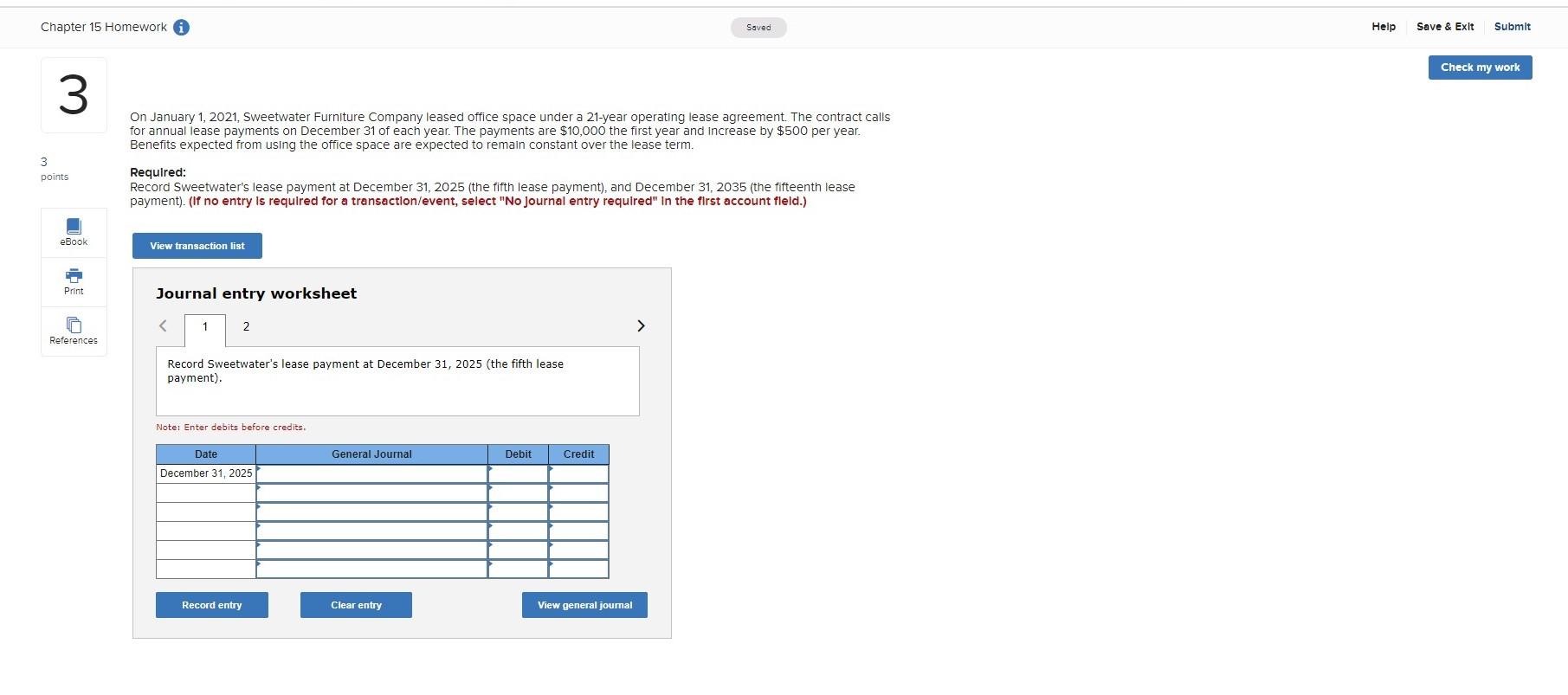 Solved Chapter 15 Homework Saved Help Save & Exit Submit | Chegg.com