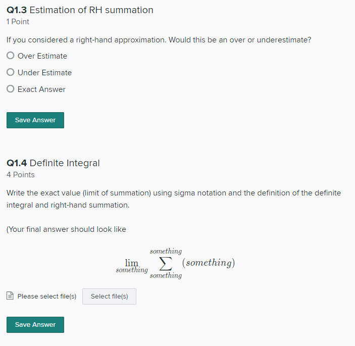 Solved Q1 Left vs. Right Hand Approximation 10 Points | Chegg.com