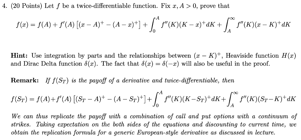 Solved 4. (20 Points) Let f be a twice-differentiable | Chegg.com