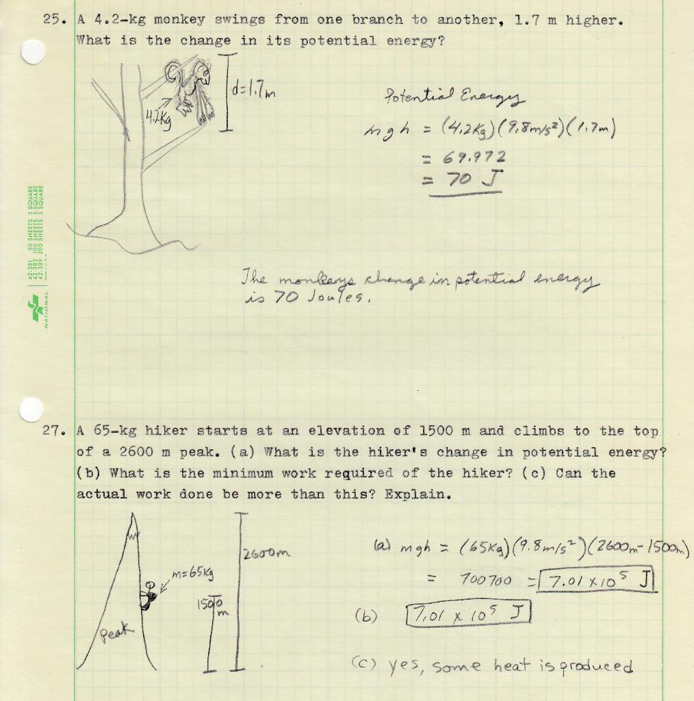 Solved 25. A 4.2-kg monkey swings from one branch to | Chegg.com