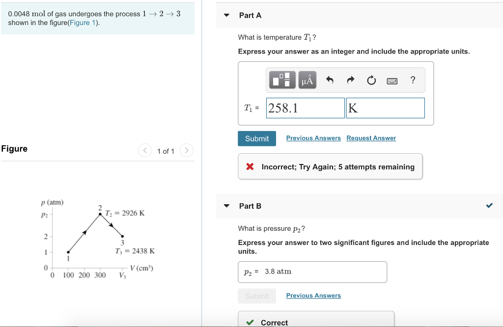 Solved 0.0048 Mol Of Gas Undergoes The Process 1 -23 Shown | Chegg.com