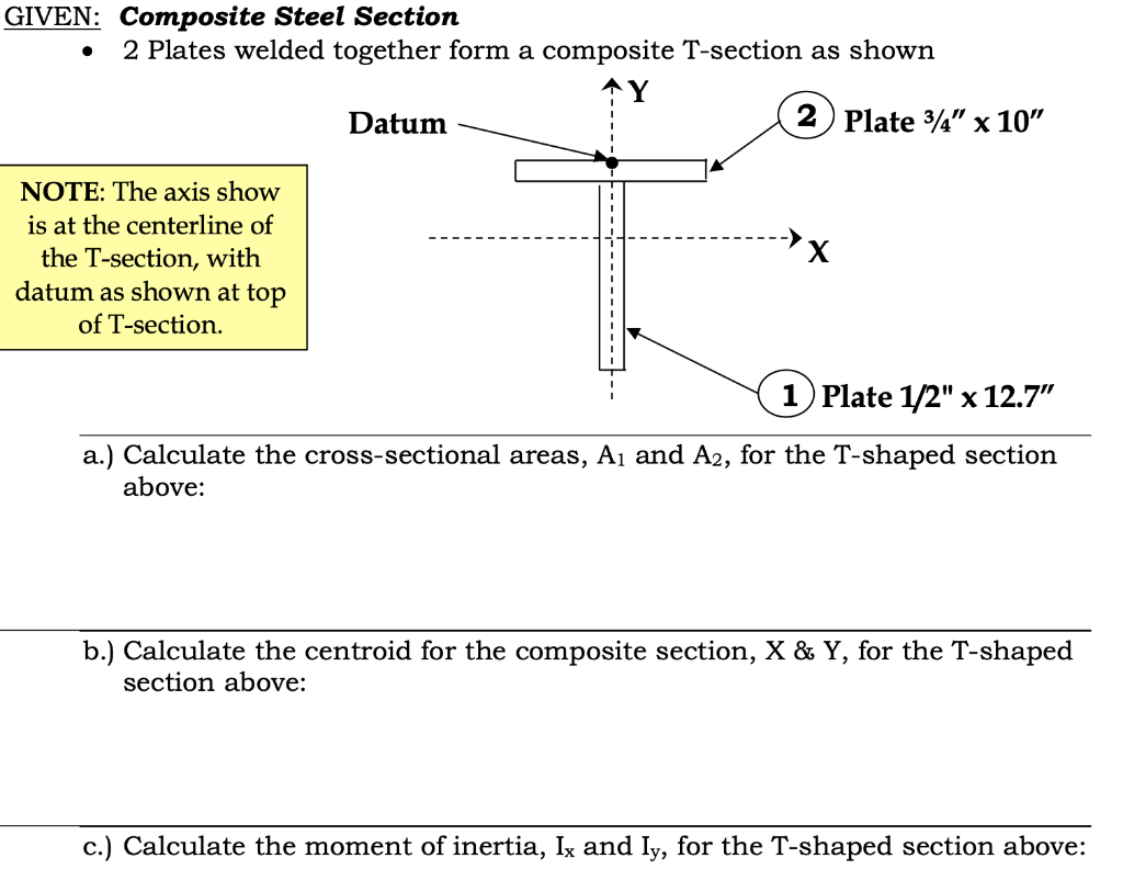 Solved GIVEN: Composite Steel Section 2 Plates welded | Chegg.com