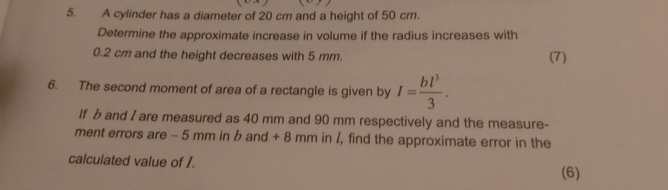 Solved A cylinder has a diameter of 20 cm and a height of 50