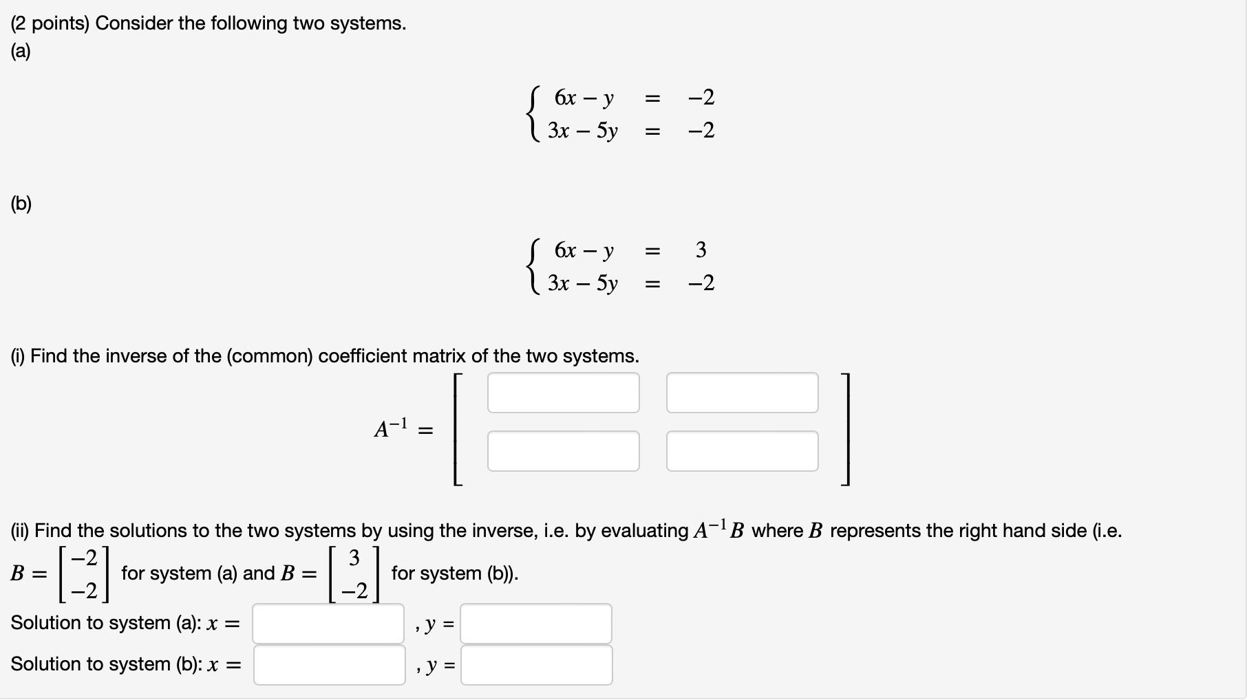 Solved (2 Points) Consider The Following Two Systems. (a) | Chegg.com