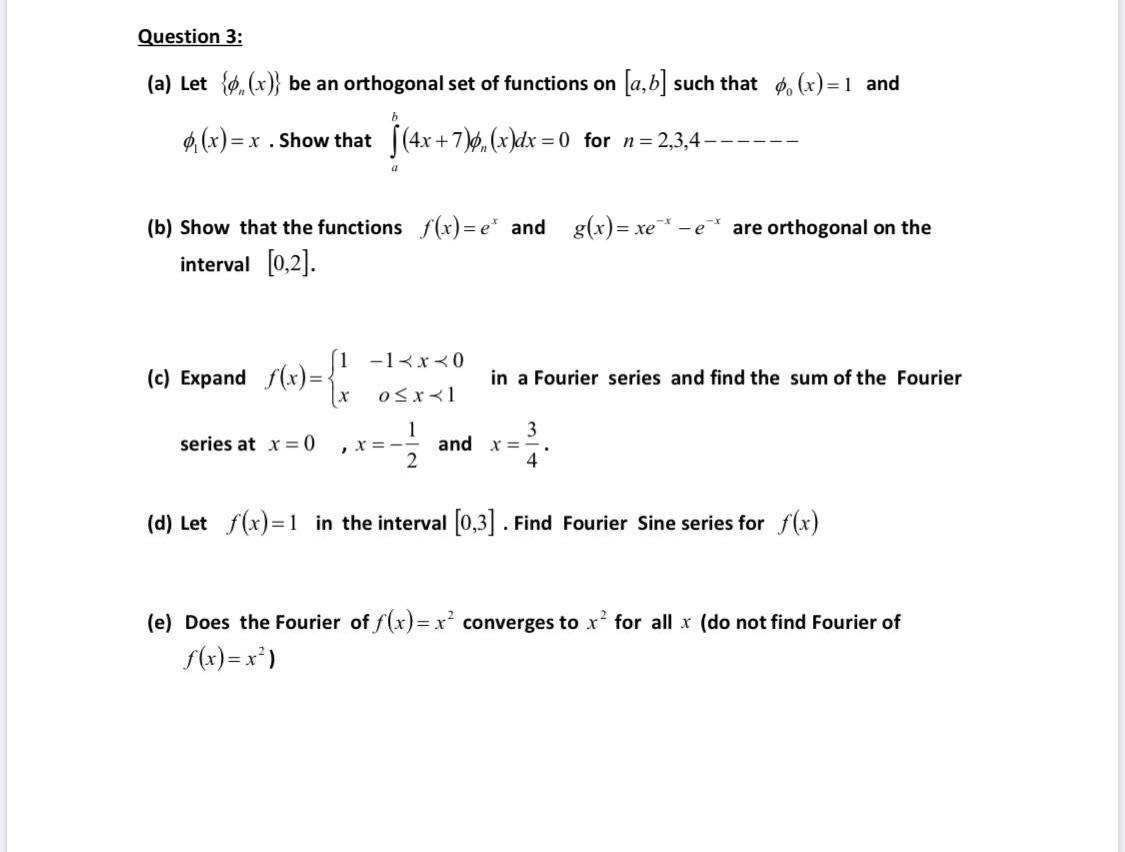 Solved Question 3 A Let X Be An Orthogonal Set Of Chegg Com