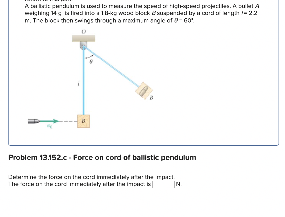 Solved A ballistic pendulum is used to measure the speed of | Chegg.com