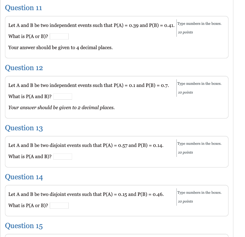 Solved Question 11 Let A And B Be Two Independent Events | Chegg.com