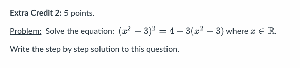 Solved Extra Credit 2: 5 points. Problem: Solve the | Chegg.com