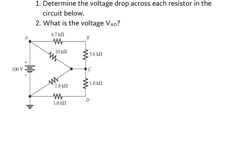 Solved 1. Determine The Voltage Drop Across Each Resistor In | Chegg.com