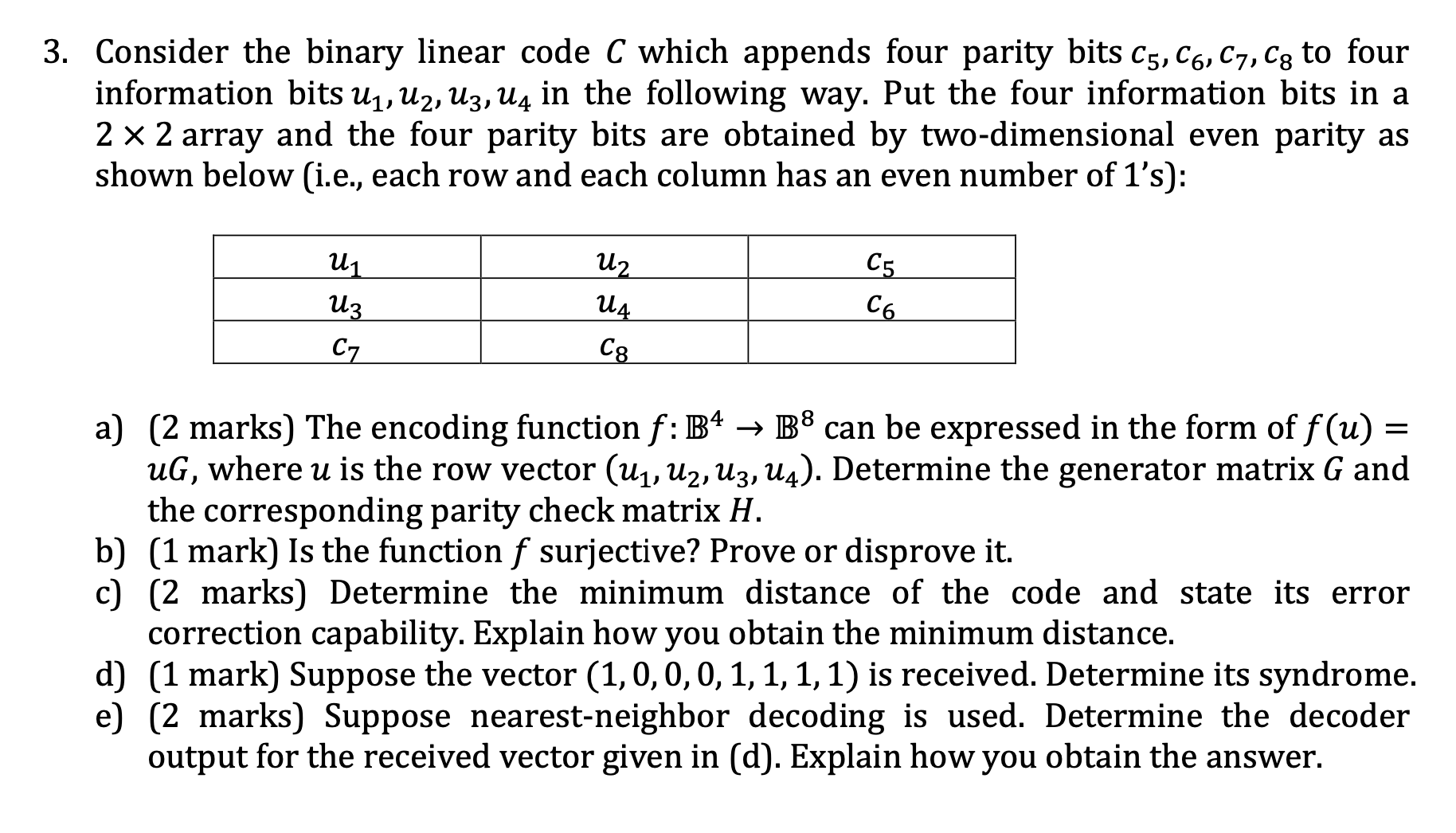 Solved Consider The Binary Linear Code C Which Appends Four | Chegg.com