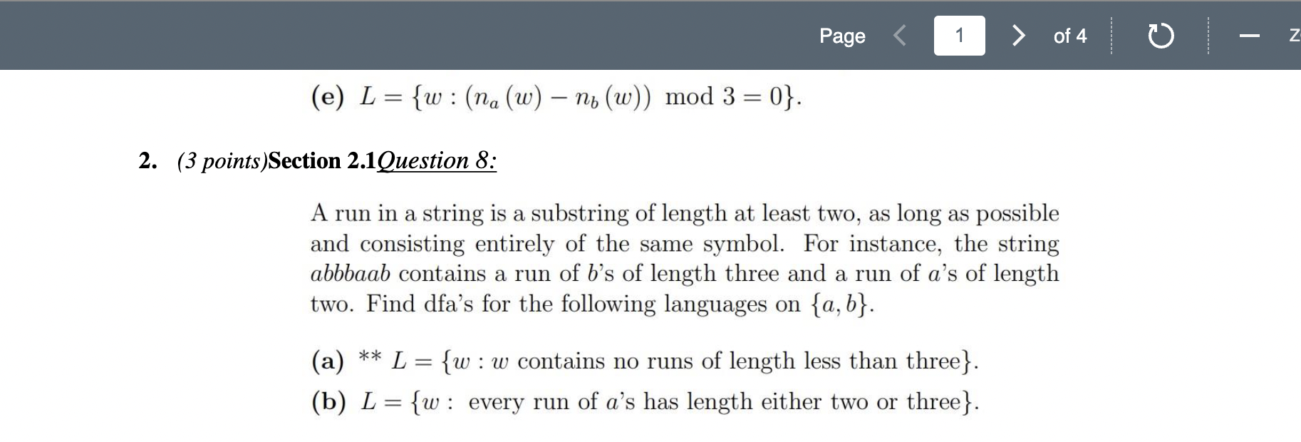 Solved Find Dfa’s For The Following Languages ∑ = {a, B} For | Chegg.com