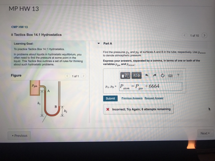 Solved Mp Hw 13 Mp Hw 13 T Tactics Box 14 1 Hydrostatics 10f