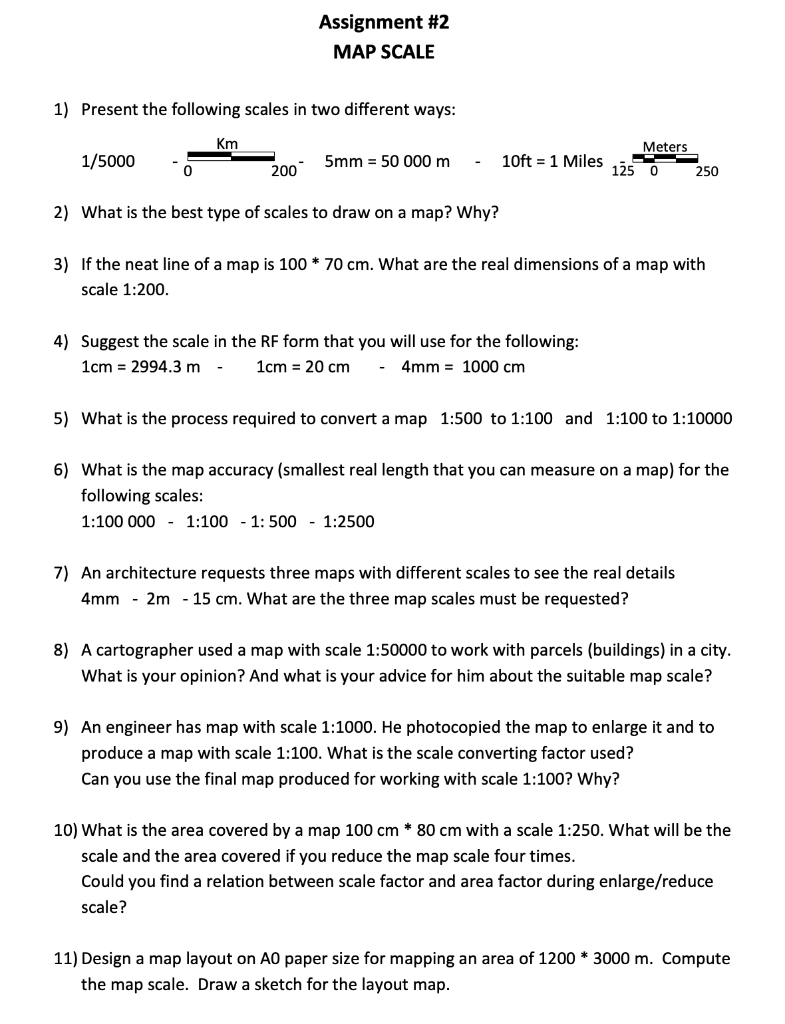 Solved Assignment #2 MAP SCALE 1) Present the following | Chegg.com