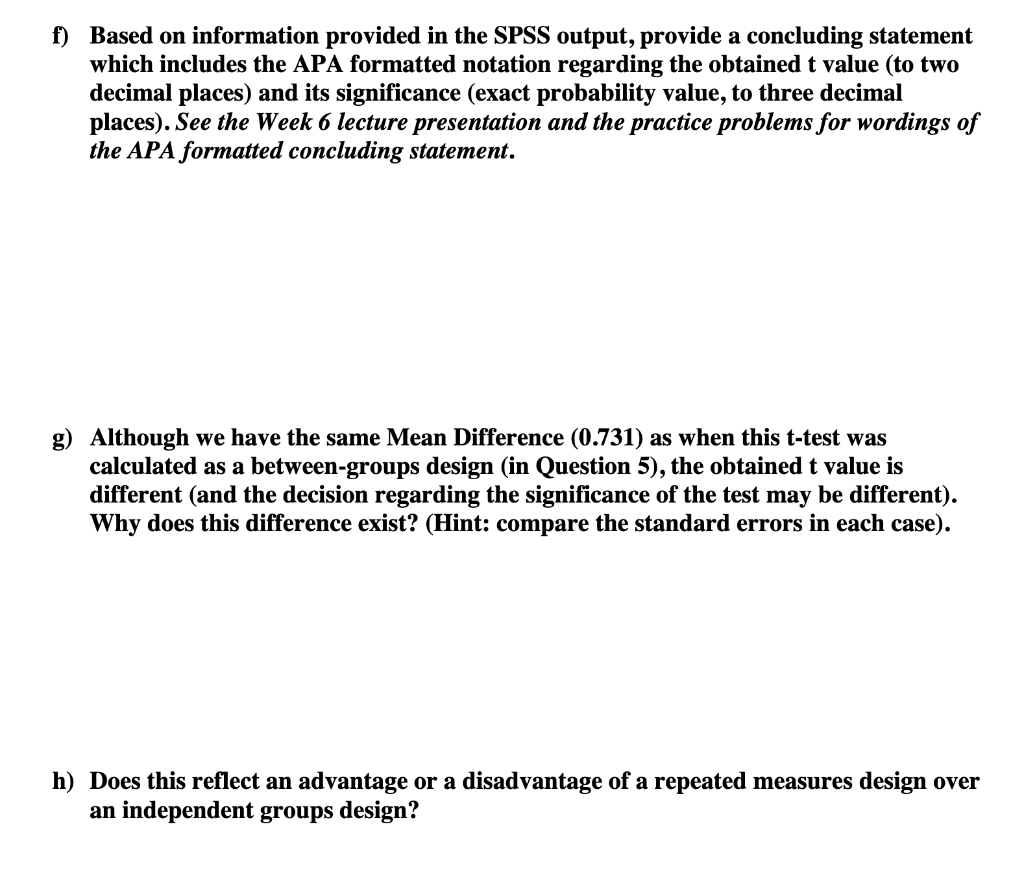 Solved 6. Presented below are the results from an SPSS | Chegg.com