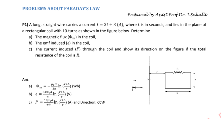 Solved PROBLEMS ABOUT FARADAY'S LAw Prepared By | Chegg.com