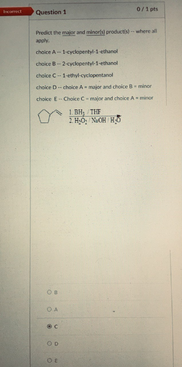 Solved Incorrect 0/1 pts Question 1 Predict the major and | Chegg.com