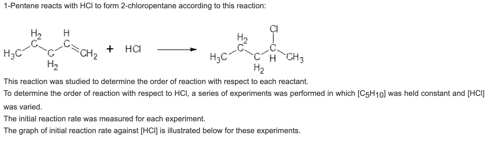 Solved 1-Pentene reacts with HCl to form 2 -chloropentane | Chegg.com