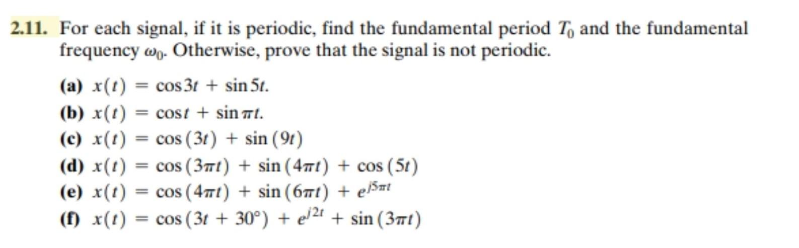 Solved 11 For Each Signal If It Is Periodic Find The