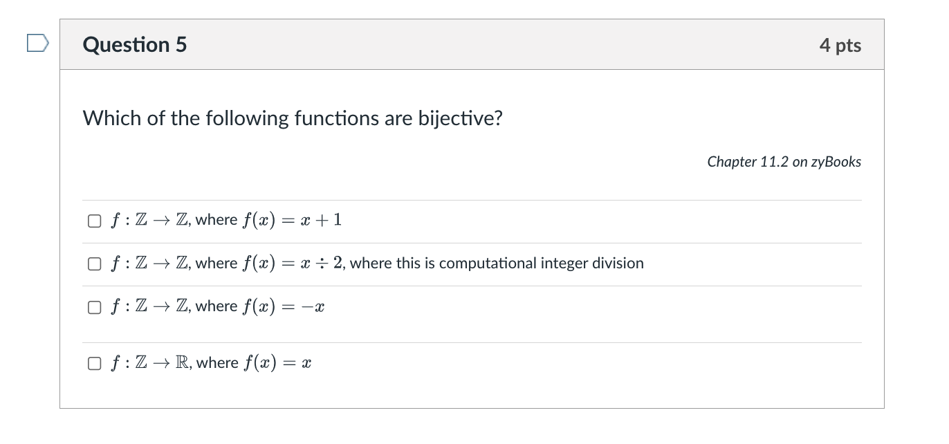 Solved Question 5 4 pts Which of the following functions are | Chegg.com