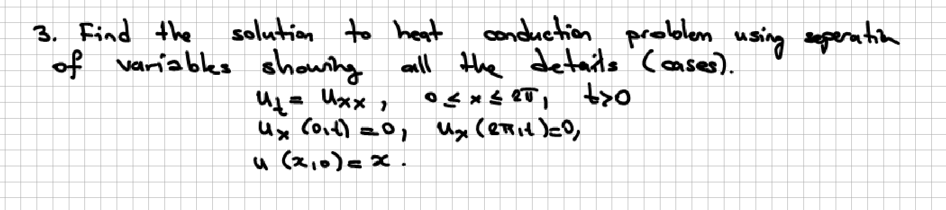Solved 3. Find the solution to heat conduction problem using | Chegg.com