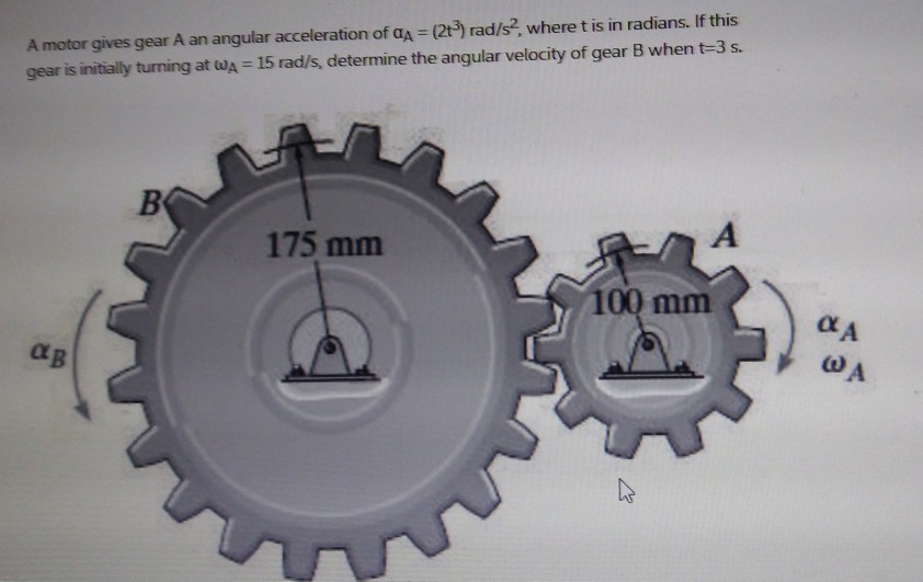 Solved A motor gives gear A an angular acceleration of | Chegg.com