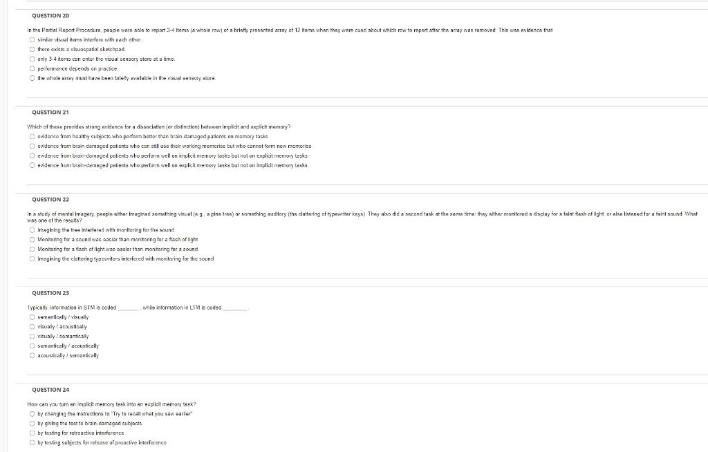 QUESTION 20 In the Partial Report Procedura panple | Chegg.com
